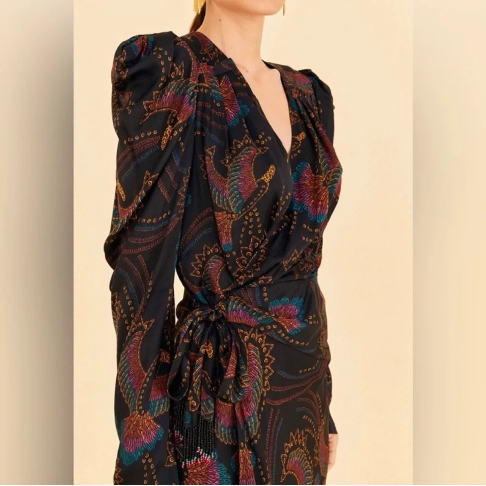 EUC - Farm Rio - Sequin‎ Toucans Mini Wrap Dress
